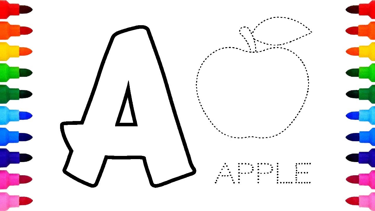 A for apple | Learn Alphabet A Words with Drawing and Coloring | A for ...