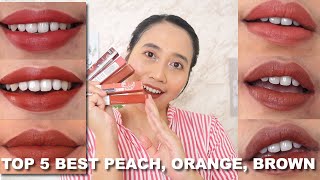 TOP 5 BEST PEACH,ORANGE DAN BRWON MAYBELLINE SUPERSTAY MATTE INK|BIBIR GELAP + KERING|Maria Soelisty