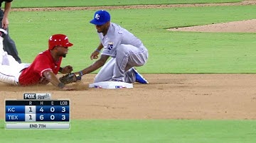 KC@TEX: Perez catches Andrus trying to steal second