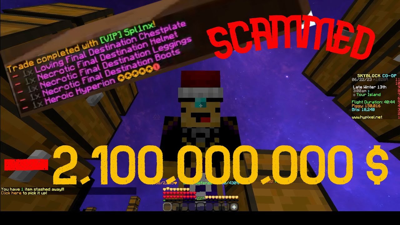 HOW I GOT SCAMMED OUT OF 2 BILLION COINS!!!! (hypixel skyblock) - YouTube