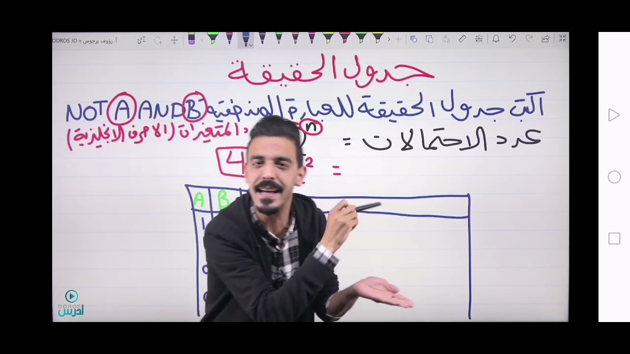 حاسوب توجيهي الاستاذ رؤوف برجوس جدول الحقيقة من البث المباشر 🔴