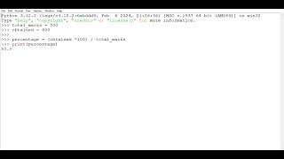 Python program : WAP to find percentage of total marks 