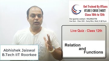 Live Quiz - 31 | Relations and Functions | By Abhishek Jaiswal (B.Tech IIT Roorkee)