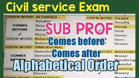Civil Service Exam SUBPROF: Arrange Alphabetically