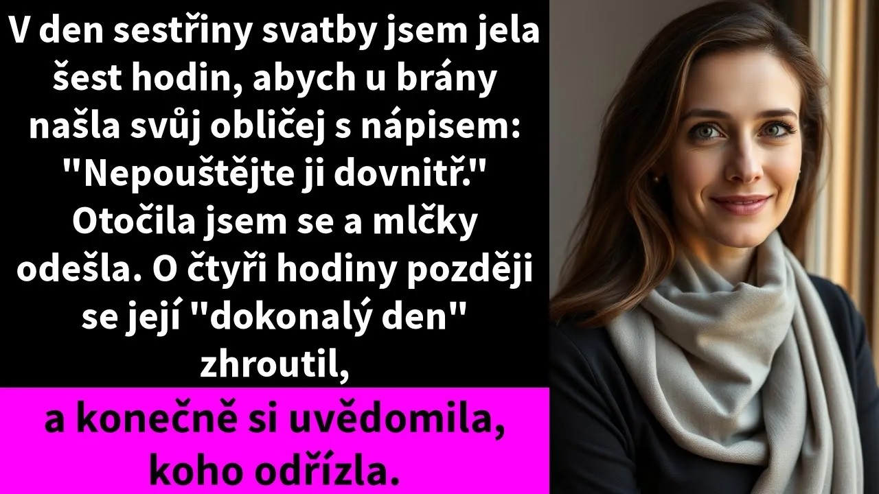 Zastavil mě strážný s mým vlastním obrázkem a tlustou červenou čárou. Pod ní čtyři slova: „Nepouštějte ji dovnitř.“ Byl to den sestry svatby, šest hodin cesty, a najednou jsem stála před bránou...