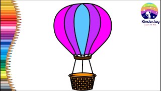 How to draw a hot air balloon for kids 🪂| Easy drawing |Step by step |Sketches #kinderjoyart