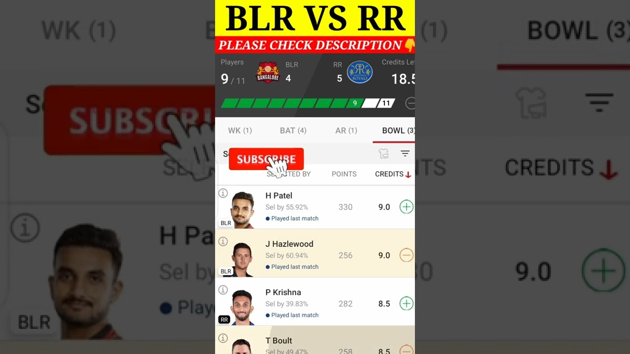 BLR VS RR #1 RANK TEAM PREDICTION 