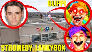 IF YOU EVER SEE CURSED BLIPPI, LANKYBOX, STROMEDY AT HAUNTED TOYS R US, RUN! (THEY ALL FOUGHT)