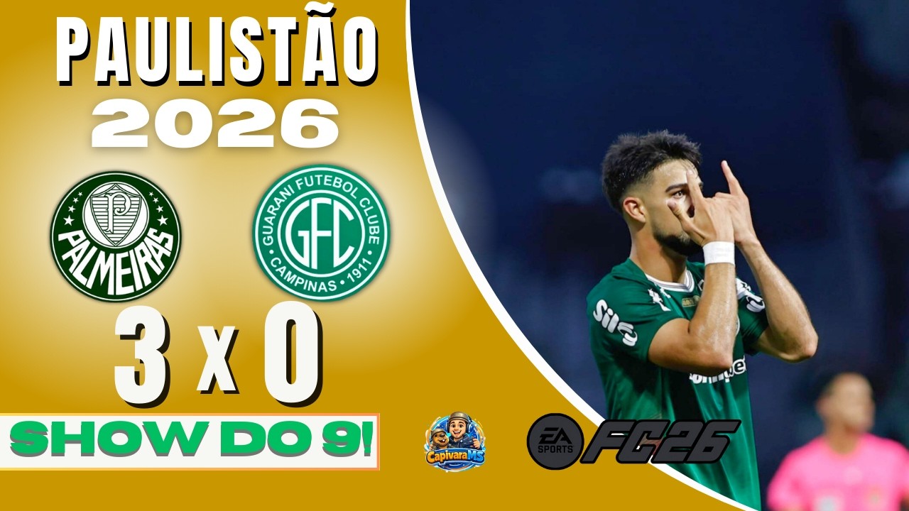 Palmeiras 3x0 Guarani | Flaco López Decide com 2 Gols 🔥 | Paulistão FC 26 Modo Carreira