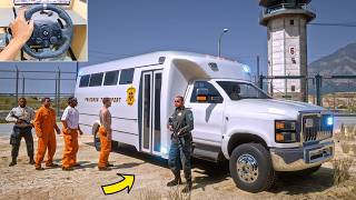 GTA 5 Realistic Prison Bus Driver Job With DLSS 5 - Steering Wheel Gameplay screenshot 2
