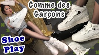 Comme Des Garçons X Nike Air Force One 1 Cdg Mid - Unboxing Review Try On Hose Tights Nylons