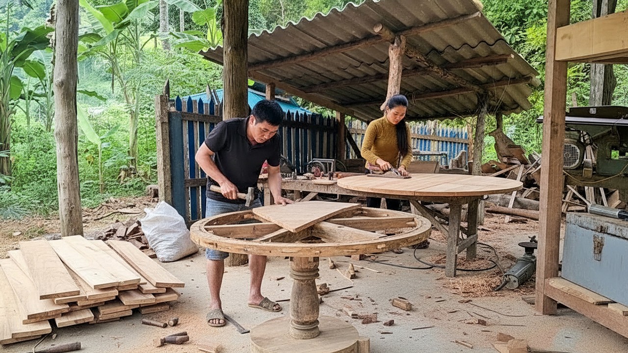 Upcycle Old Tables into Perfect Dining Table – Start to Finish | Lý Tiểu Muội