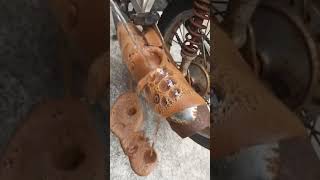 amazing way to remove rust from motorbike exhausts #rust #amazing #popular #viralshorts #shorts