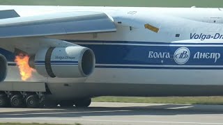 Birdstrike! Ан-124 Руслан. Попадание птицы в двигатель на посадке. Без жертв, не считая птицу!