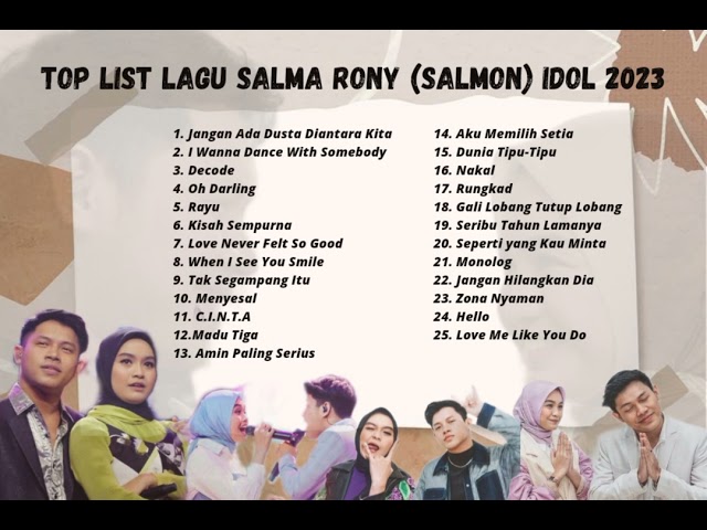 Top List Lagu SALMA u0026 RONY Indonesian Idol XII Terbaik 2023 | playlist SALMON bikin baper 🔥 class=