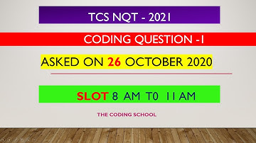 TCS NQT Coding Question-1 Slot 1 Asked on 26 October 2020 || The coding question 1| |prepdrive.in .
