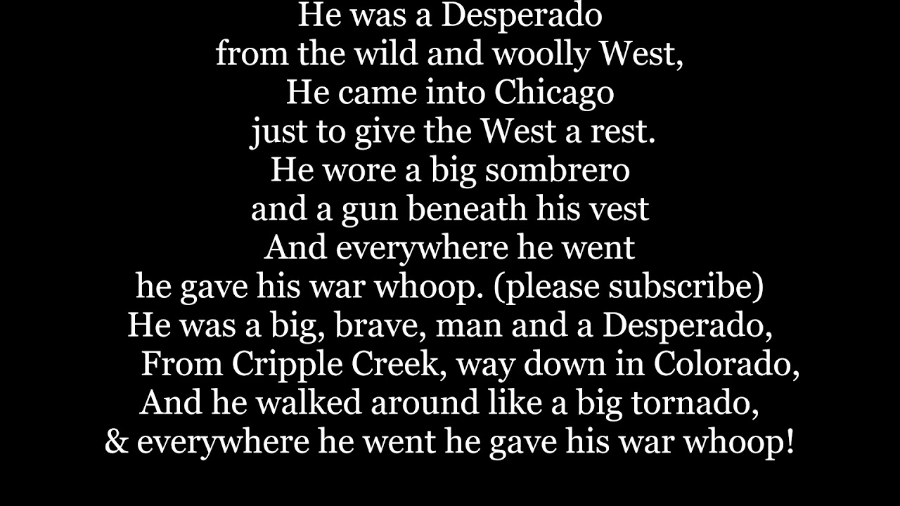 Johnny Cash song: Desperado, lyrics