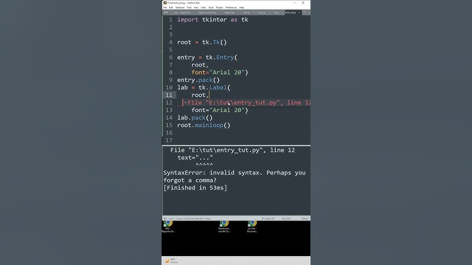 Tk.entry Python Need Help Please Properly Putting Tabs Within A