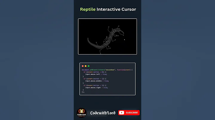 🦎 Reptile-Style Interactive Cursor (Tail + Ripple)  HTML/CSS/JS! #Shorts #viral #CodeWithLord