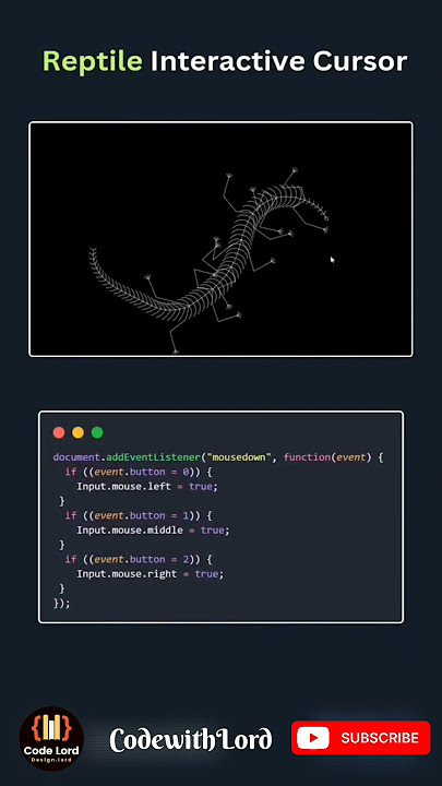 🦎 Reptile-Style Interactive Cursor (Tail   Ripple)  HTML/CSS/JS! #Shorts #viral #CodeWithLord