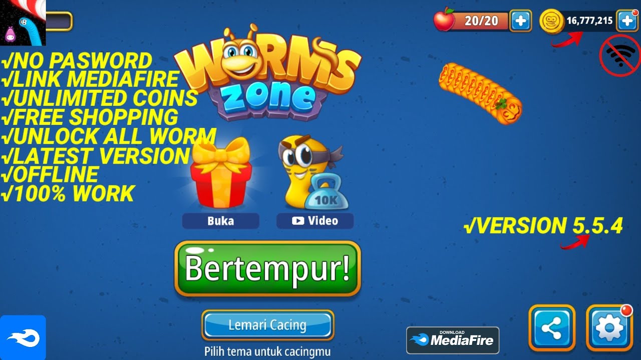 DOWNLOAD ZONA CACING IO ULANG RAKUS VERSION 5.5.4 MOD APK NO PASWORD