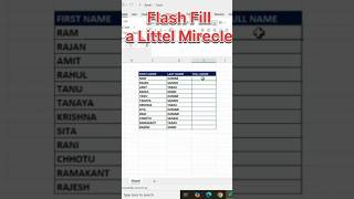 How to use flash fill in Excel // use this flash fill option // #excel #words  #shortvideo