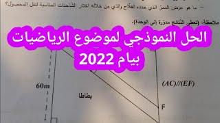 الحل النموذجي لموضوع الرياضيات بيام 2022