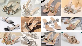 Sabse Latest 2024 Style Beautiful Glass Meed Heels Sandals Design/Trendy Sandals Design#sandals screenshot 5