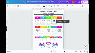 Kids Chore Chart Weekly Challenge (How To Edit Template) Video Tutorial