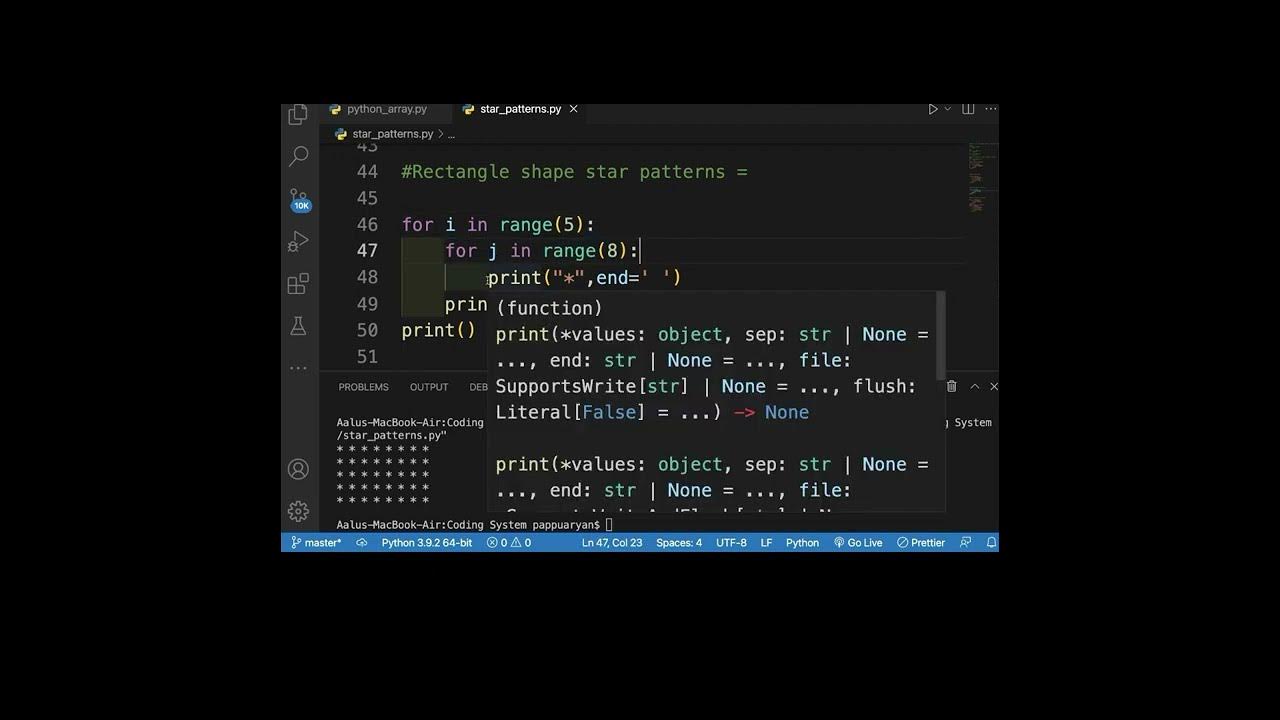 rectangle star patterns|for loop star patterns |python3 star pattern ...