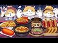 Mukbang Animation Bulgogi with green onion set eating Food fighter cat