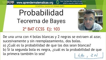 Probabilidad. Teorema de Bayes. Dos bolas. 2 bat ccss2 04 103. José Jaime Mas