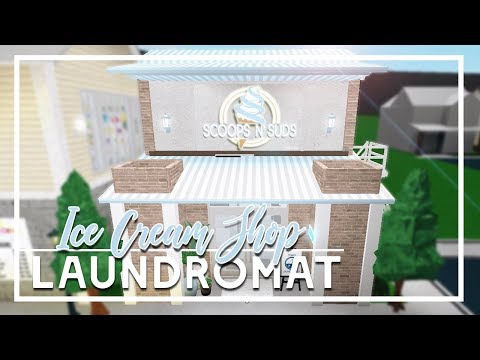 Welcome To Bloxburg Laundromat Ice Cream Shop Town Series Part 7 Youtube - roblox bloxburg laundry room decals