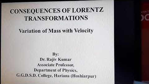 Variation of Mass with Velocity