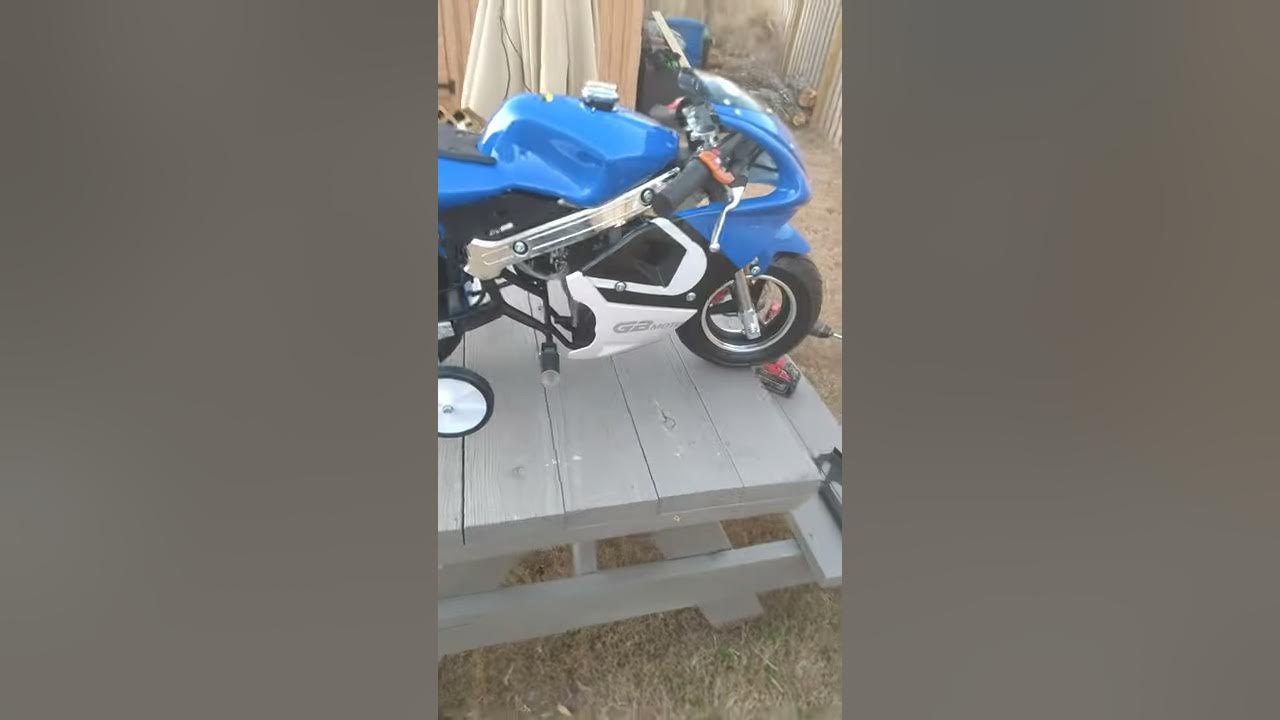 how to install training wheels on a mini Pocket bike YouTube
