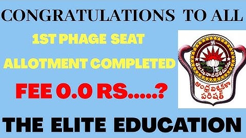1st PHASE SEAT ALLOTMENT AUCET 2020 || Fee Process || #AUCET