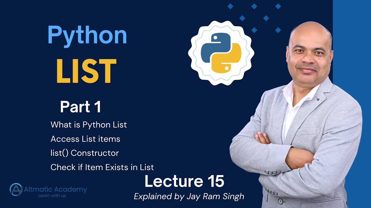Lecture 15 : List in Python | Part 1 | What is list in Python - YouTube