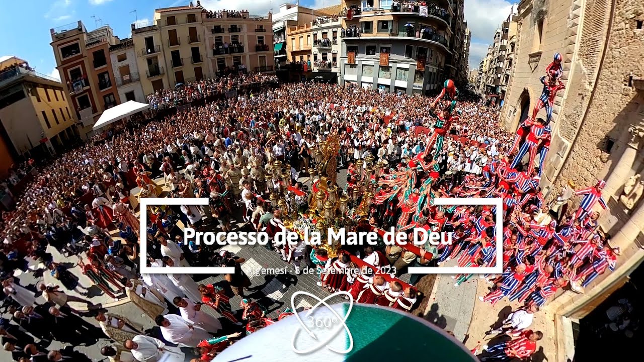 Vídeo 360 Nova Muixeranga entrada verge en la processó Mare de Déu de la Salut - Algemesí 2023