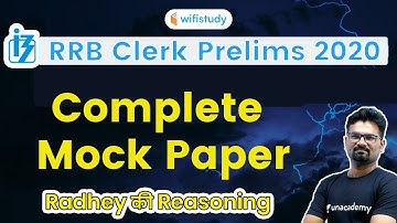 10:00 PM - IBPS RRB Clerk 2020 (Prelims) | Reasoning by Radhey Rawat | Complete Mock Paper