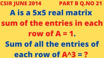 CSIR NET 2014 I PART B Q.21 - MATRICES WITH CONSTANT ROW SUM - PHD INTERVIEW PROBLEM