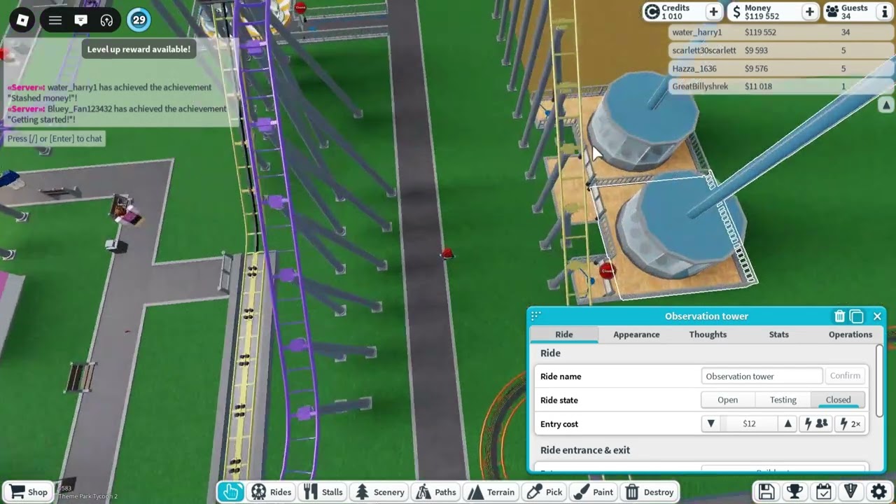 building new roller coasters in roblox theme park tycoon 2 ep 3