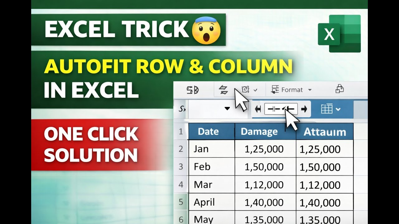 Excel Trick 😲 | AutoFit Row & Column in Excel | One Click Solution ...