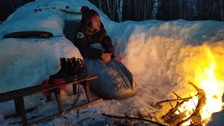 12 Days WINTER CAMPING in 8 Different SHELTERS [Snow Bunker, Viking Hut, Igloo..] Sub Zero BUSHCRAFT