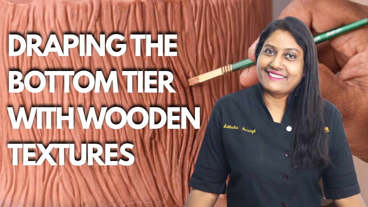 Draping The Bottom Tier With Wooden Textures  #carving  #fondant #cake #realistic #fondbites