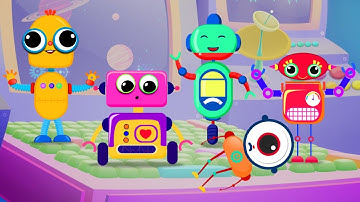 Five Little Robots in a Space Ship | Video For Toddlers and Kids