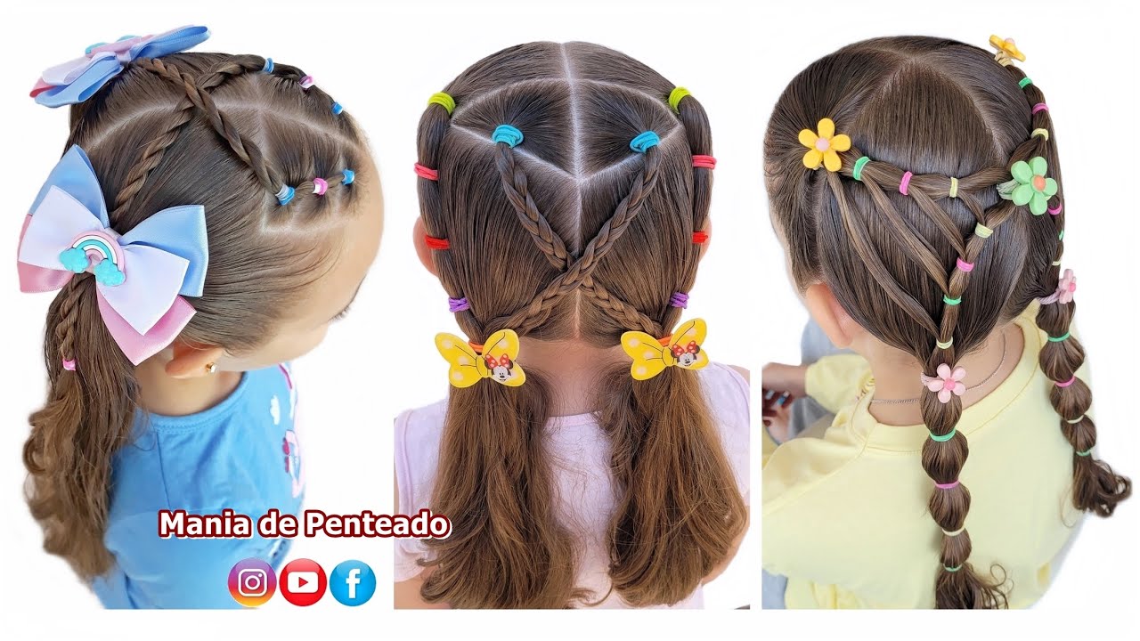 Penteados Fáceis para Escola com Maria Chiquinha 💖 | Easy Two Ponytails for Little Girls 💕