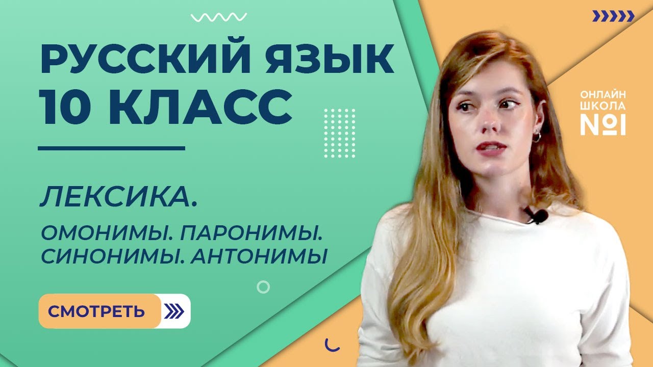 Лексика. Омонимы. Паронимы. Синонимы. Антонимы. Видеоурок 3. Русский язык 10 класс