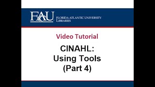 CINAHL: Using Tools (Part 4)