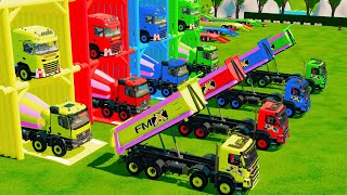 Garage with Colors - ALL MIXER TRUCK WITH DOUBLE FLATBED TRAILER TRUCK, SCANIA, MERCEDES, VOLVO
