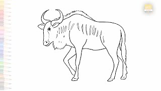 Wildebeest Drawing Easy Art Tutorial How To Draw A Wildebeest Step By Step Simply